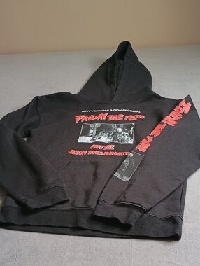 Black 'Friday the 13th' Graphic Crewneck Hoodie